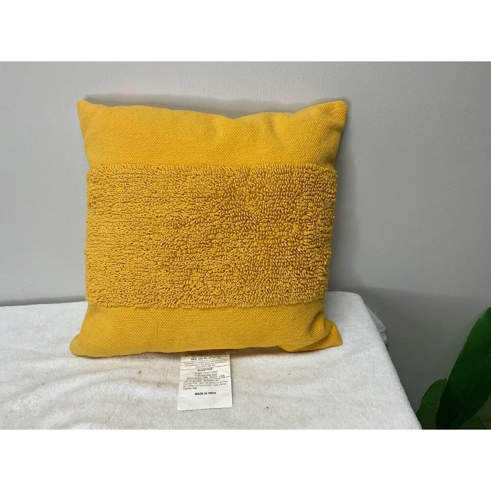 Project 62 Pillow Decor 18 x 18in Yellow Set Of 2 Summer Wheat Tufted